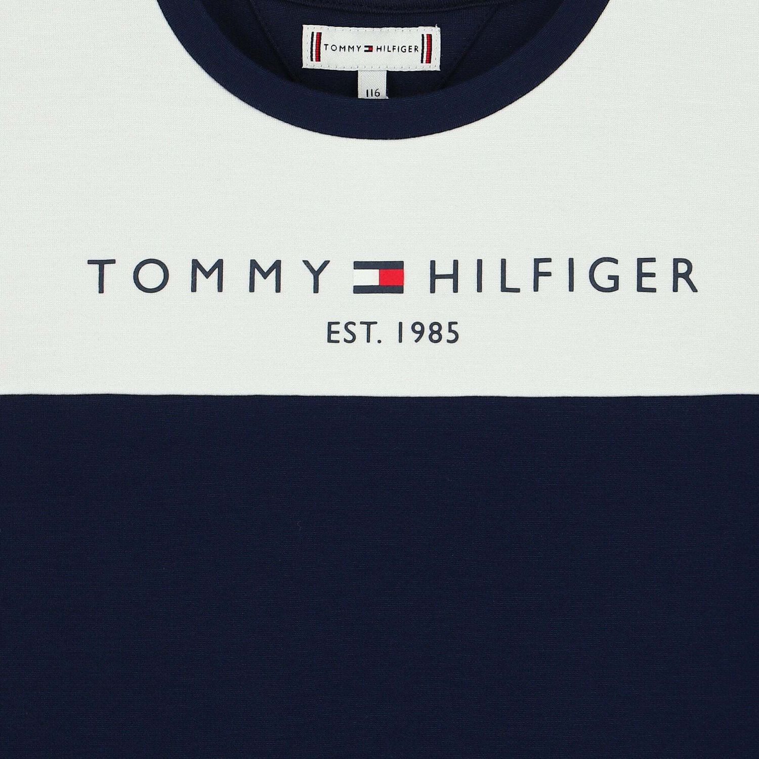 فستان بالشعار باللون الابيض والكحلى والاحمر , 1, hi-res