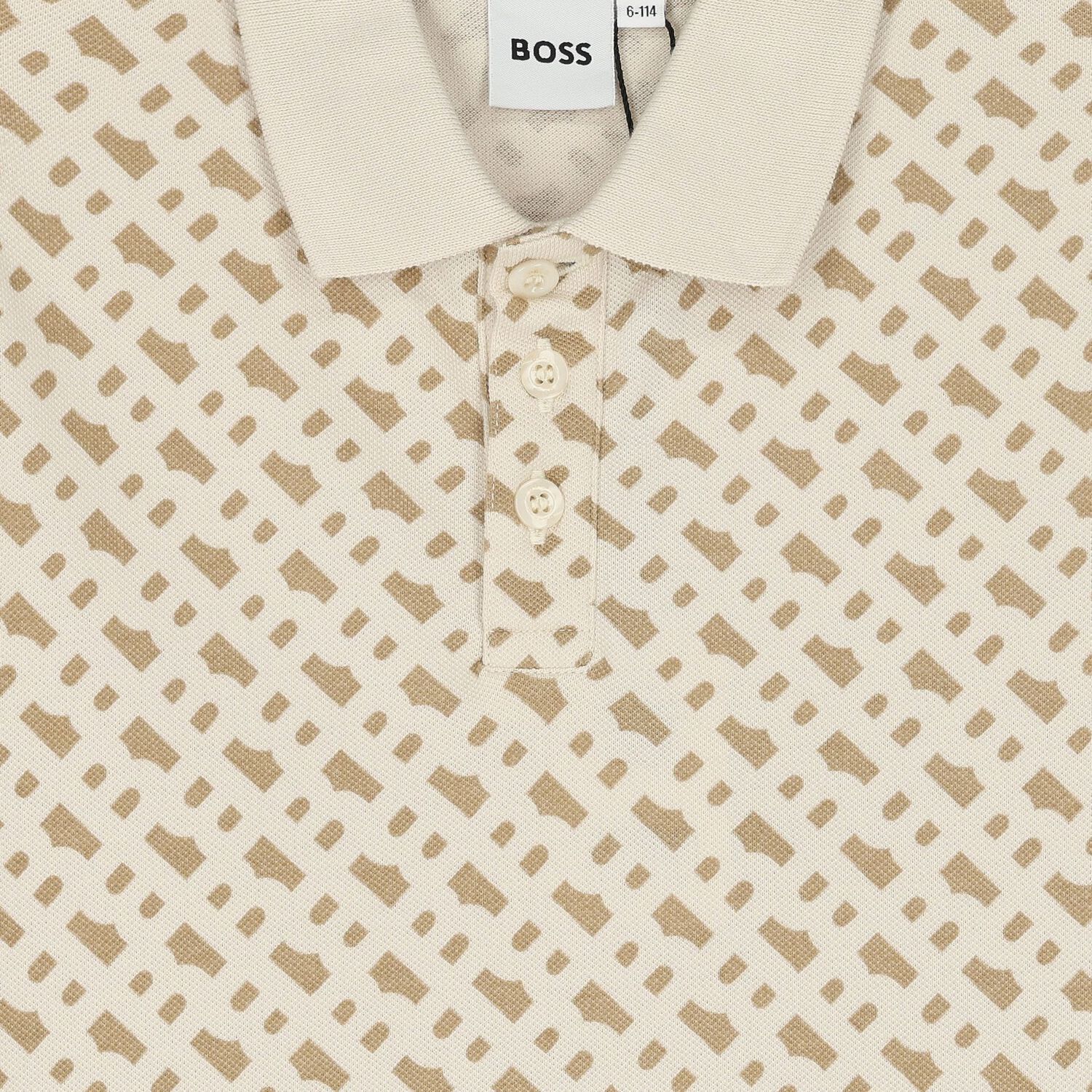 Boys Beige Logo Polo Shirt, 1, hi-res image number null