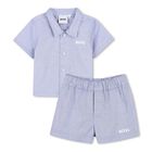 Baby Boys Blue Logo Shorts Set, 1, hi-res