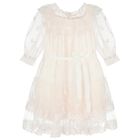 Girls Pink Embroidered Tulle Dress, 1, hi-res