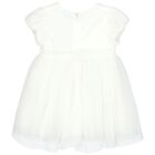 Younger Girls Ivory Pleated Tulle Dress, 1, hi-res