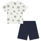 Boys White & Navy Blue Short Set, 1, hi-res