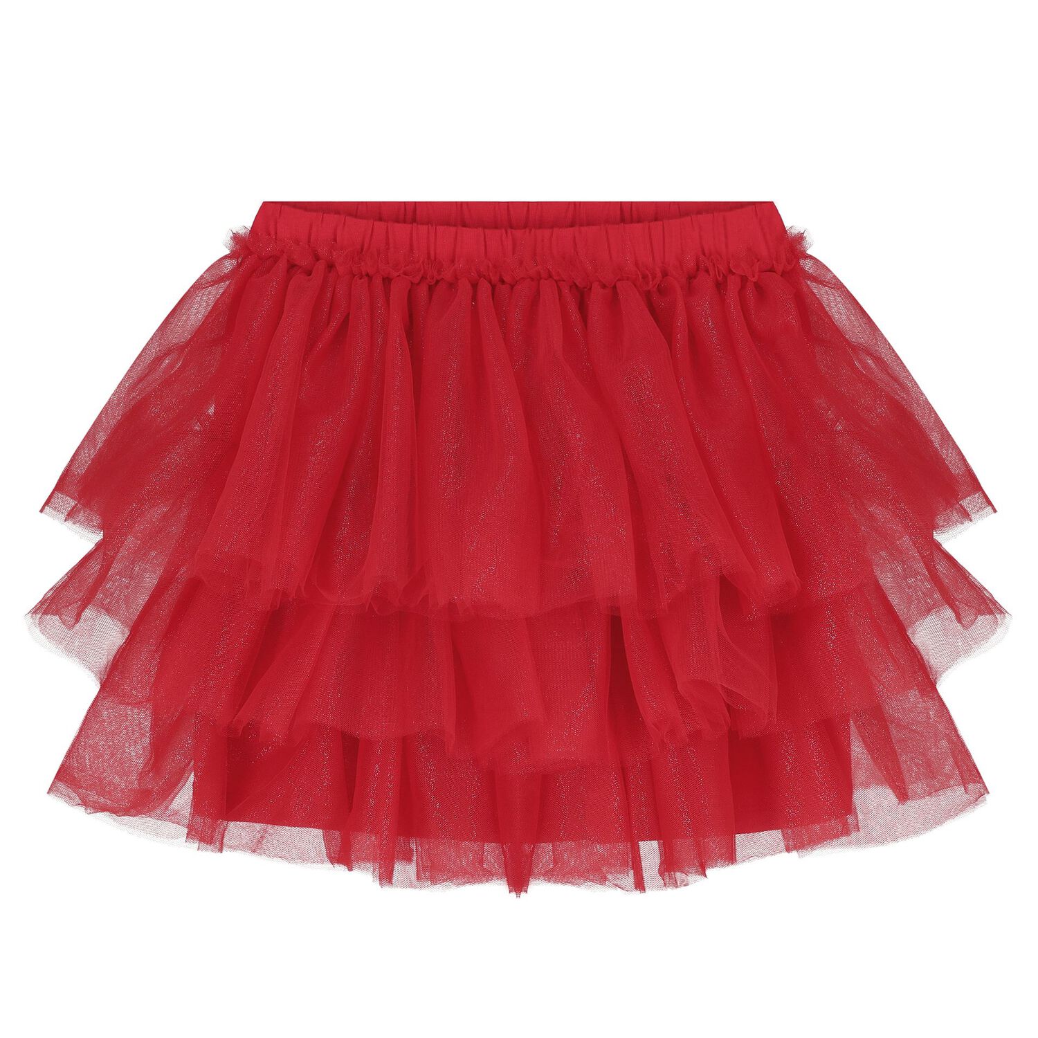 Girls White & Red Tulle Skirt Set, 1, hi-res