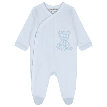 Baby Boys Blue Teddy Bear Babygrow