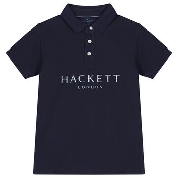 Boys Navy Cotton Logo Polo Shirt