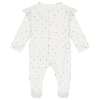 Baby Girls White & Pink Moon Babygrow