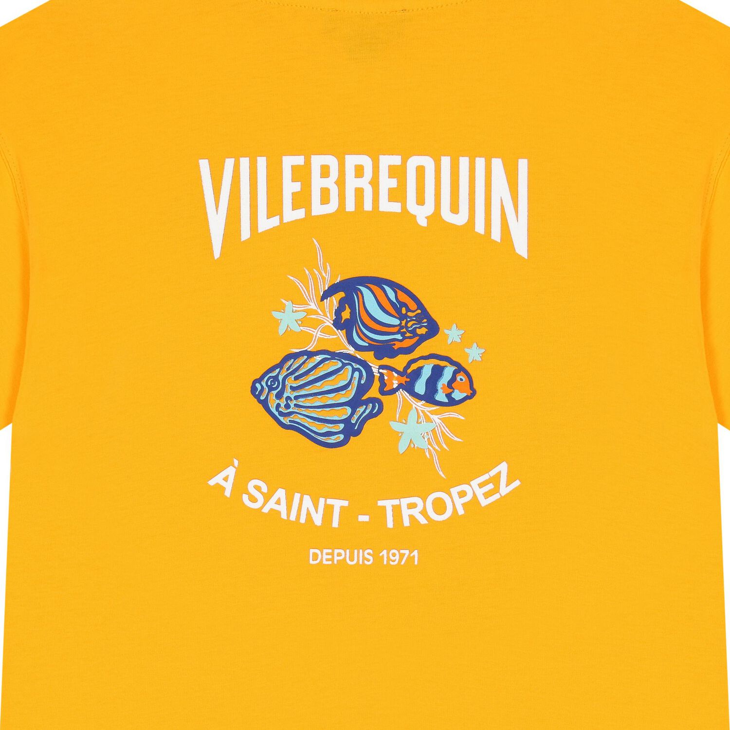 تي شيرت بناتي بشعار سمكة باللون صفراء, 1, hi-res