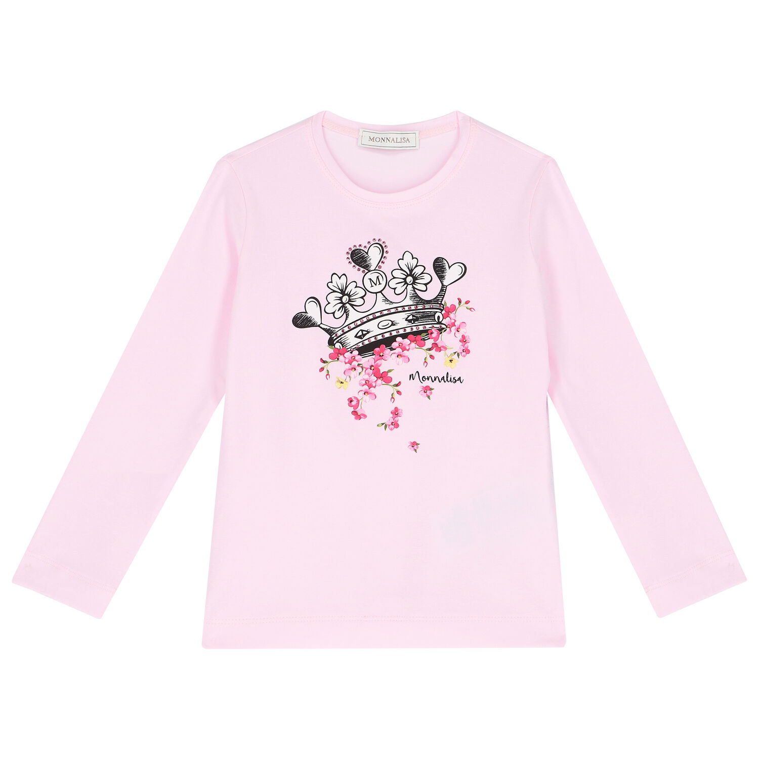 Girls Pink Crown Print T-Shirt, 1, hi-res