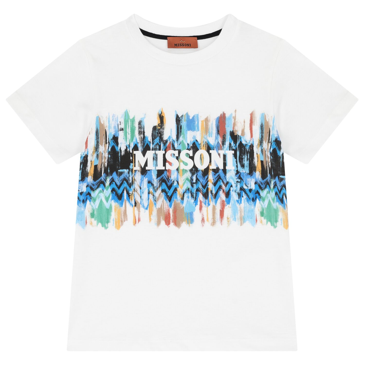 Boys White Zigzag T-Shirt, 1, hi-res