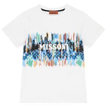 Boys White Zigzag T-Shirt