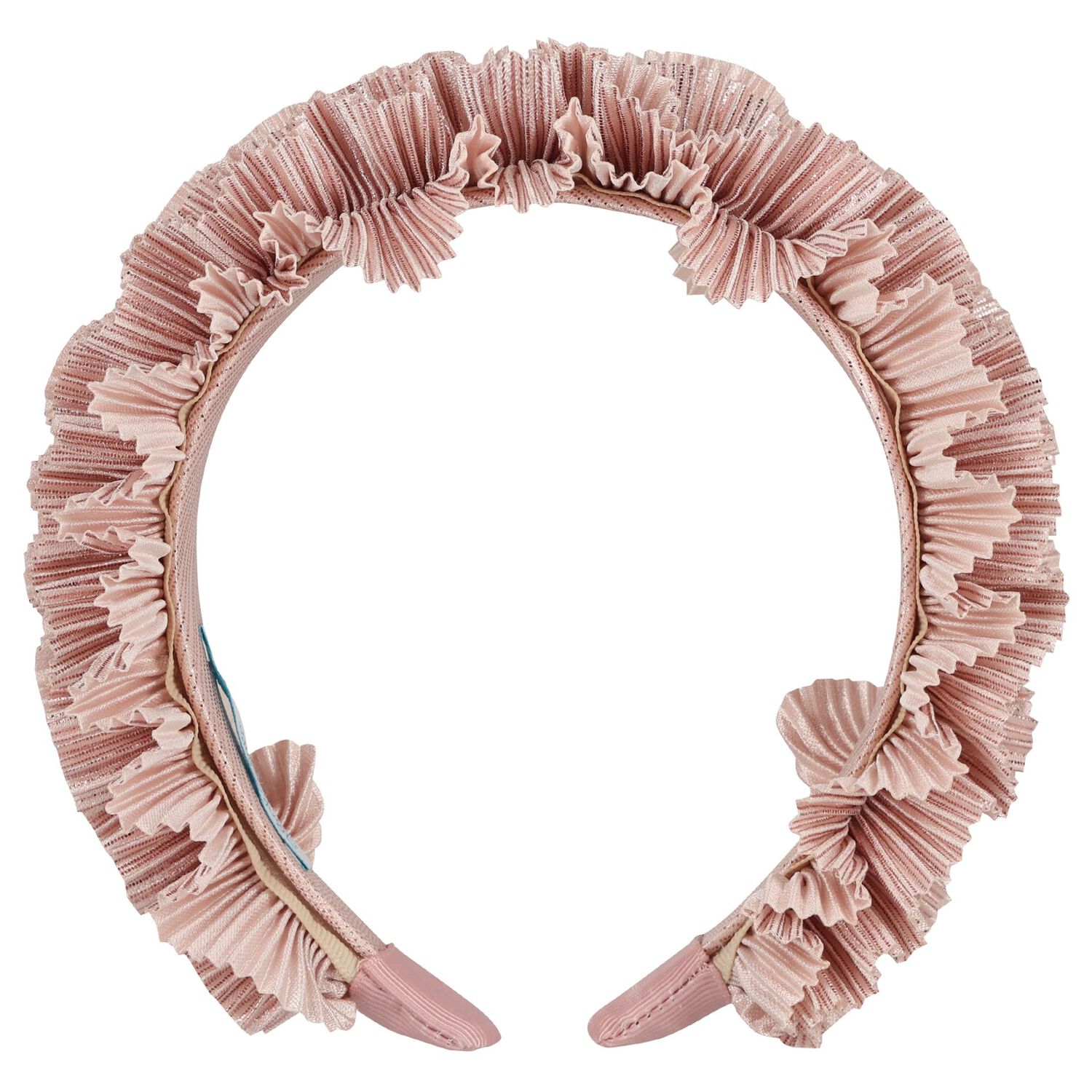 Girls Pink Pleated Ruffled Headband, 2, hi-res