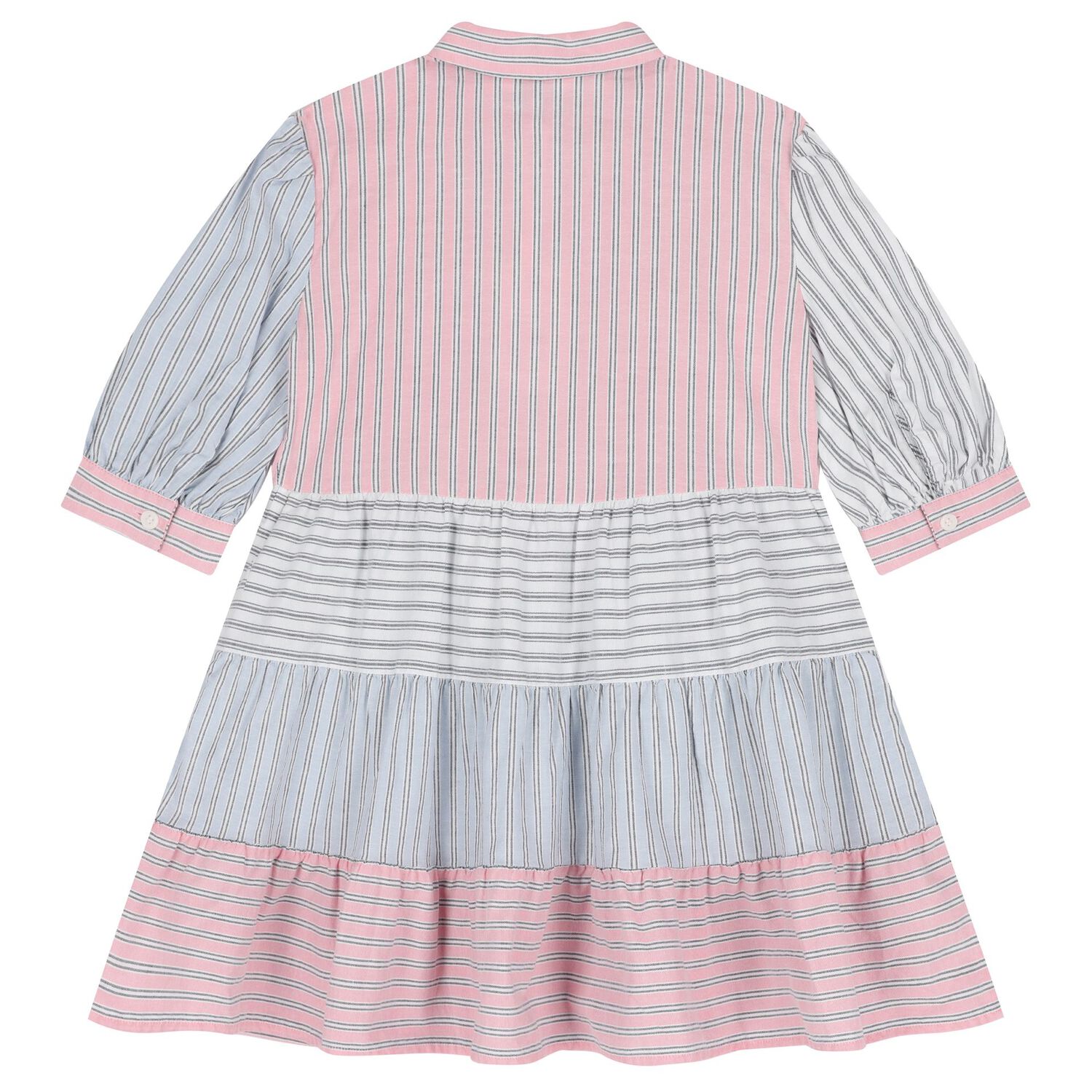 Girls Multi-Coloured Striped Dress, 1, hi-res