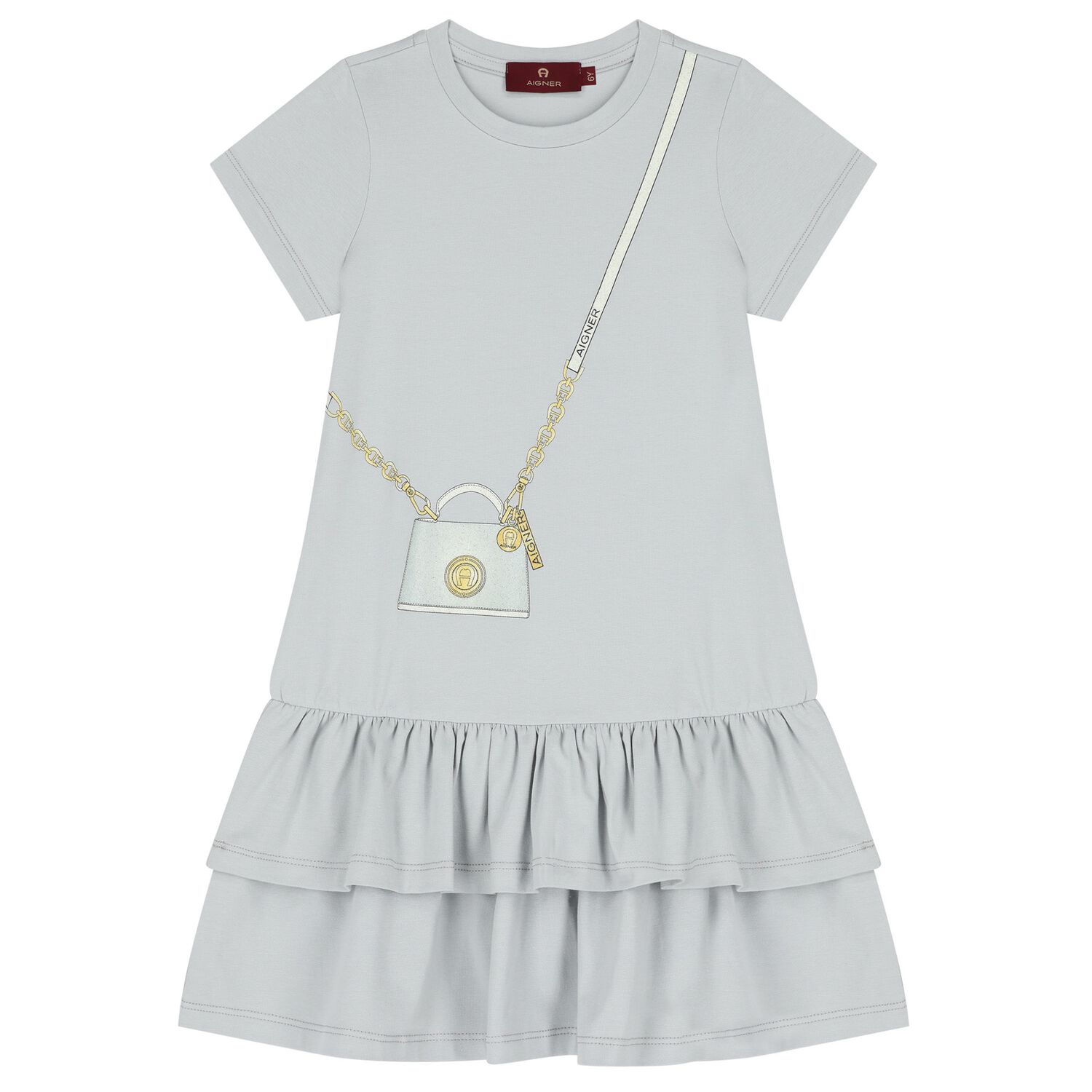 Girls Grey Logo Dress, 2, hi-res