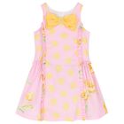Girls Pink & Yellow Ruffled Dress, 1, hi-res