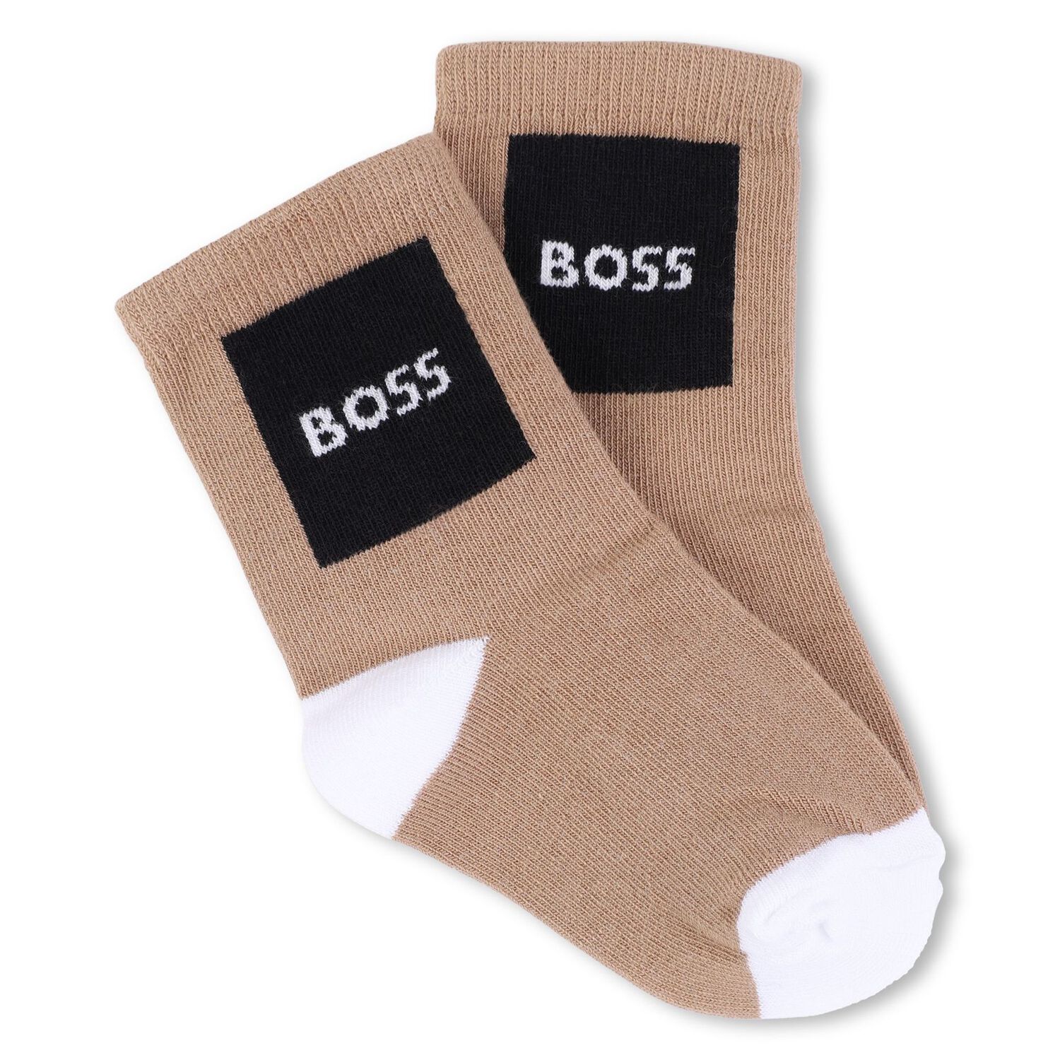 Baby Boys White, Black & Beige Logo Socks ( 3-Pack ) , 1, hi-res