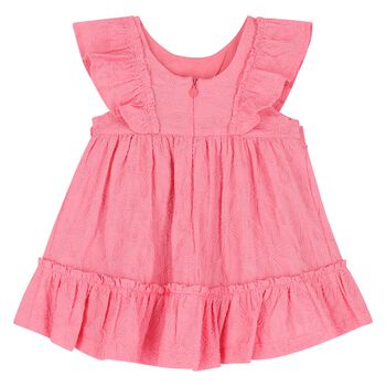 Younger Girls Pink Embroidered Dress