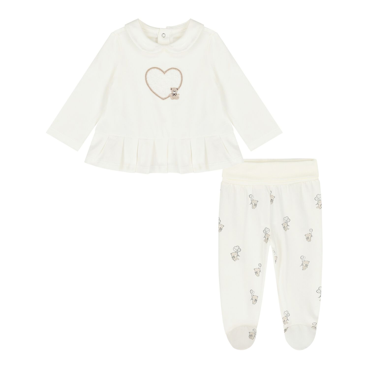 Baby Girls Ivory 2 Piece Babygrow, 2, hi-res