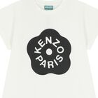 Girls White Boke Flower Logo Dress, 1, hi-res