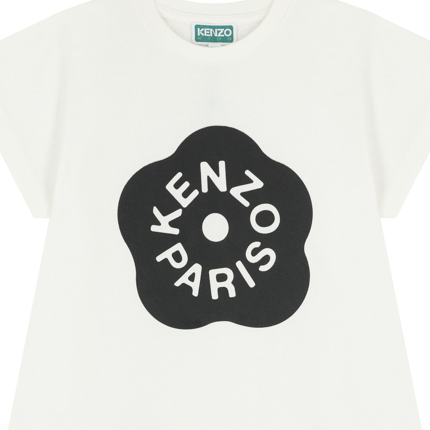 Girls White Boke Flower Logo Dress, 1, hi-res