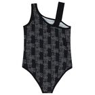 Girls Black & White Logo Swimsuit, 1, hi-res