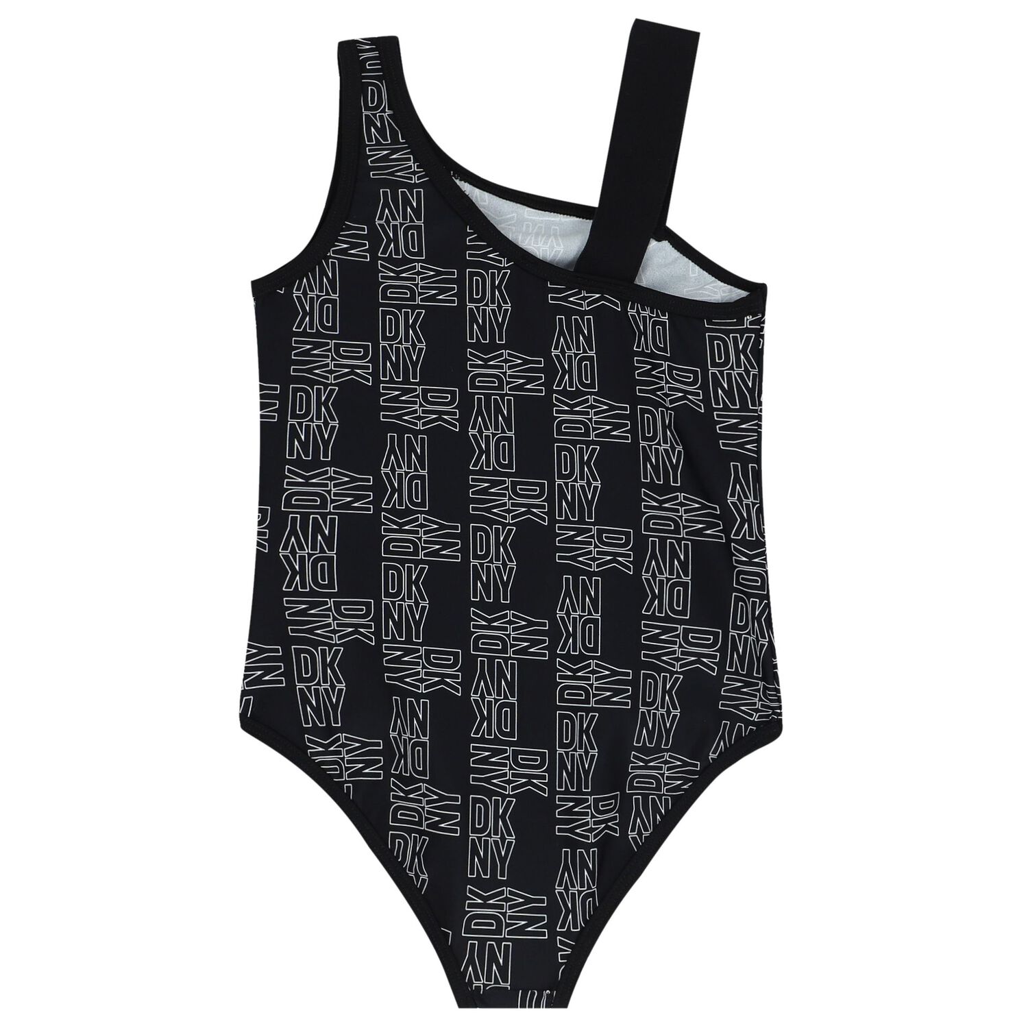 Girls Black & White Logo Swimsuit, 1, hi-res