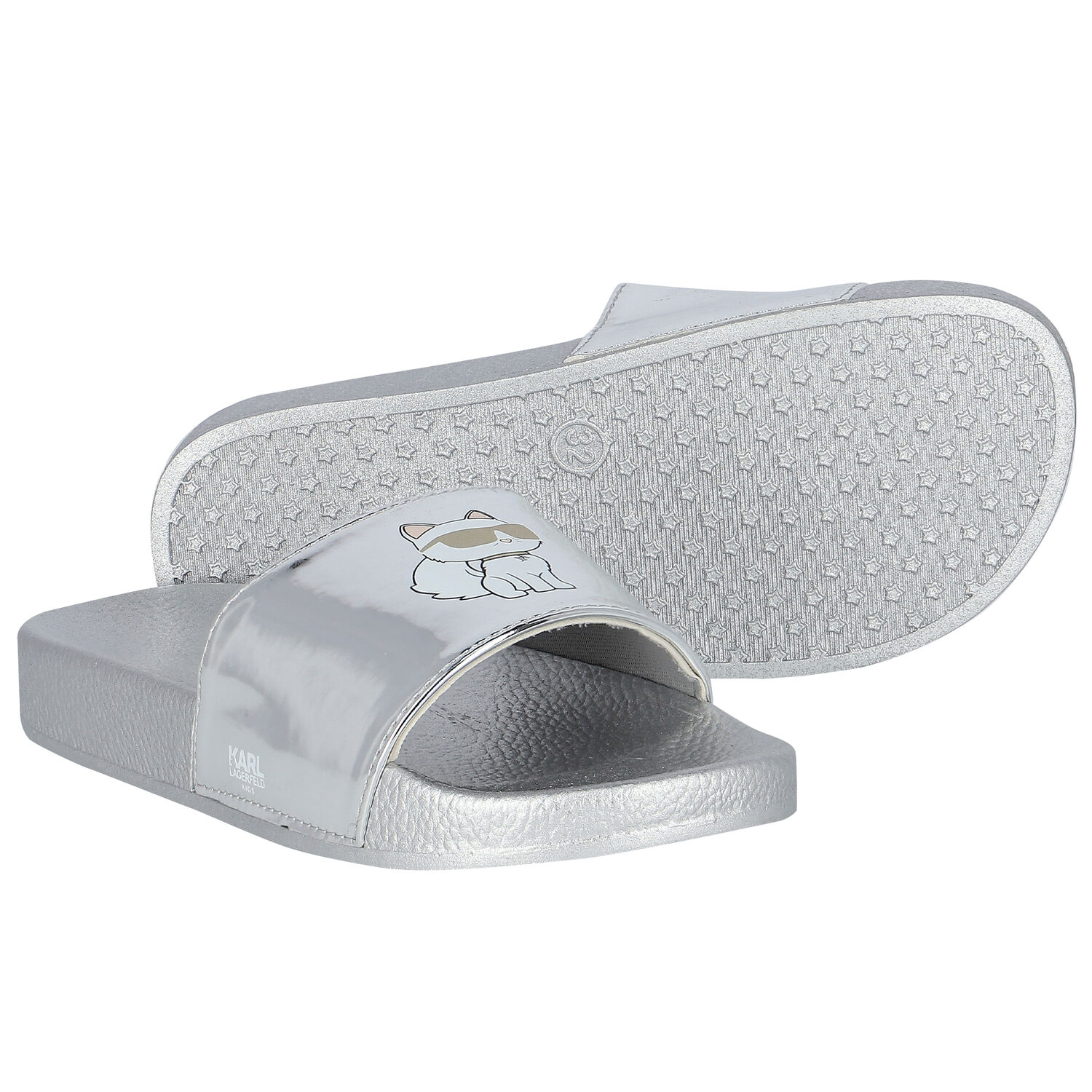 سلايدر بنات بشعار الشوبيت باللون الفضى, 1, hi-res