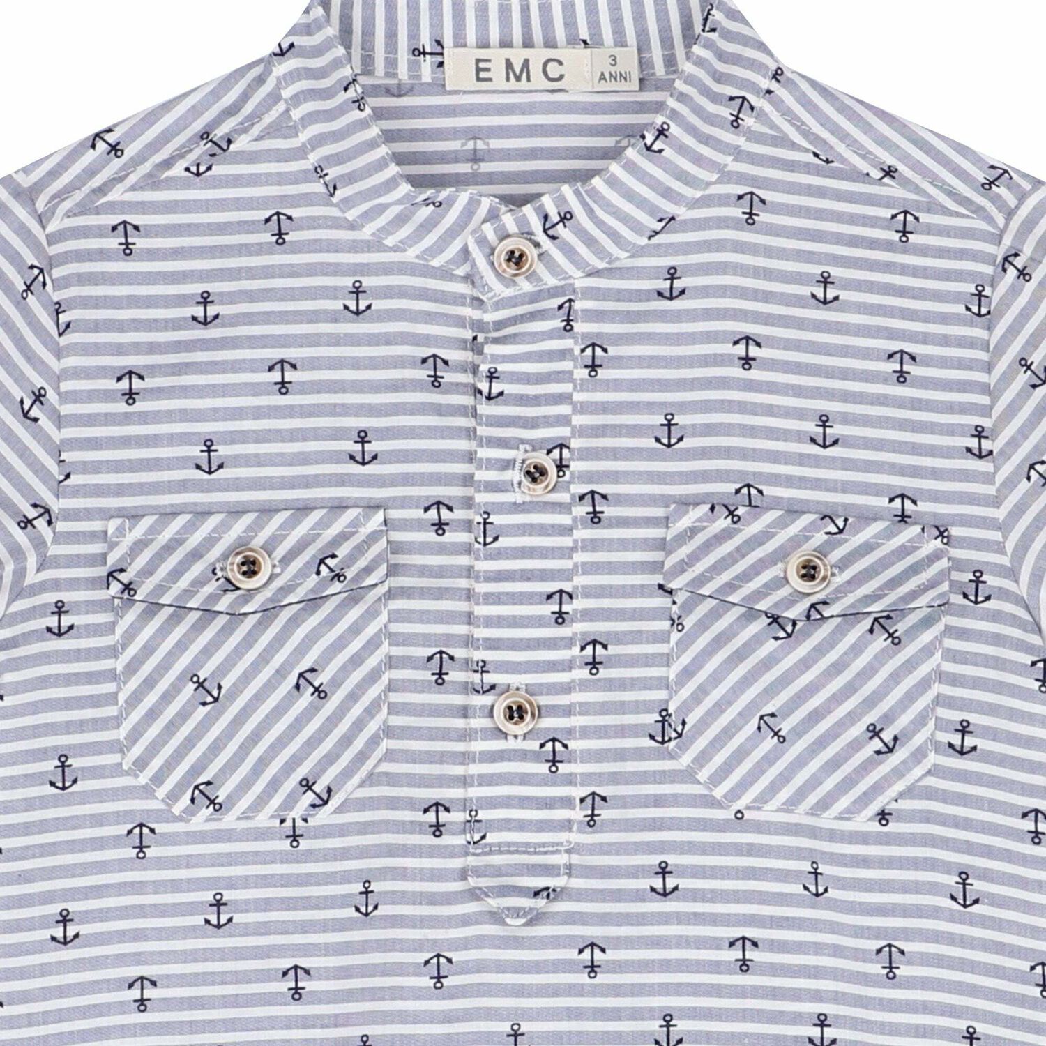 Boys White & Navy Printed Top, 1, hi-res image number null