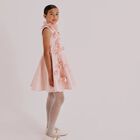 Girls Pink 3D Flowers Satin Dress, 1, hi-res