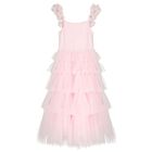 Girls Pink Tiered Tulle Dress, 1, hi-res