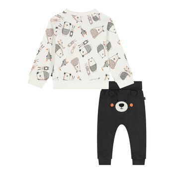 Baby Boys Ivory & Grey Tracksuit, 1 Baby Boys Ivory & Grey Tracksuit