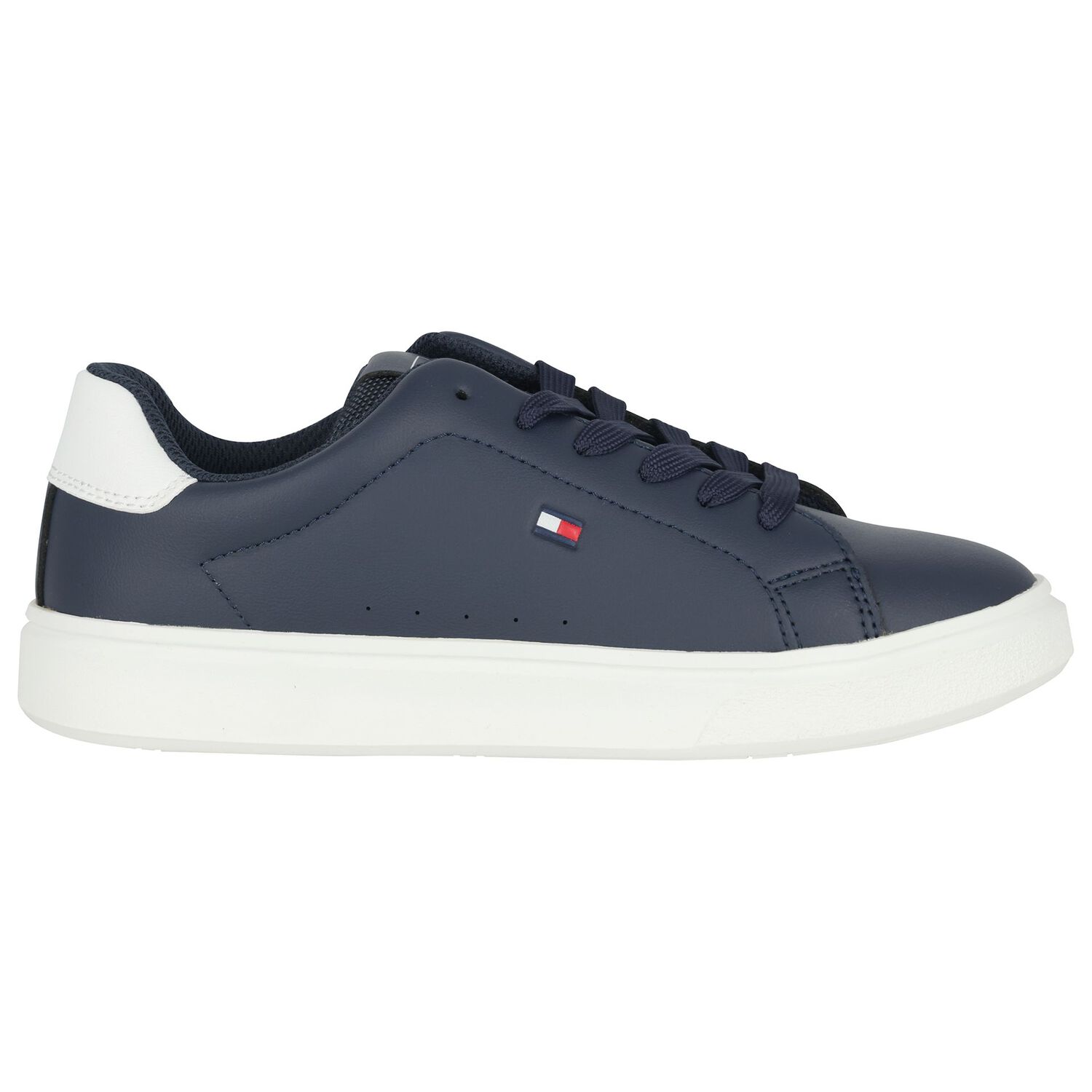 Boys Navy Blue & White Logo Trainers , 1, hi-res