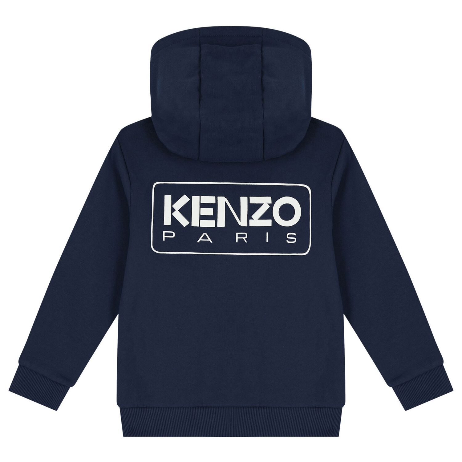 Navy Blue Logo Hooded Zip Up Top, 1, hi-res