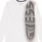 Boys White Logo Long Sleeve Top, 1, hi-res