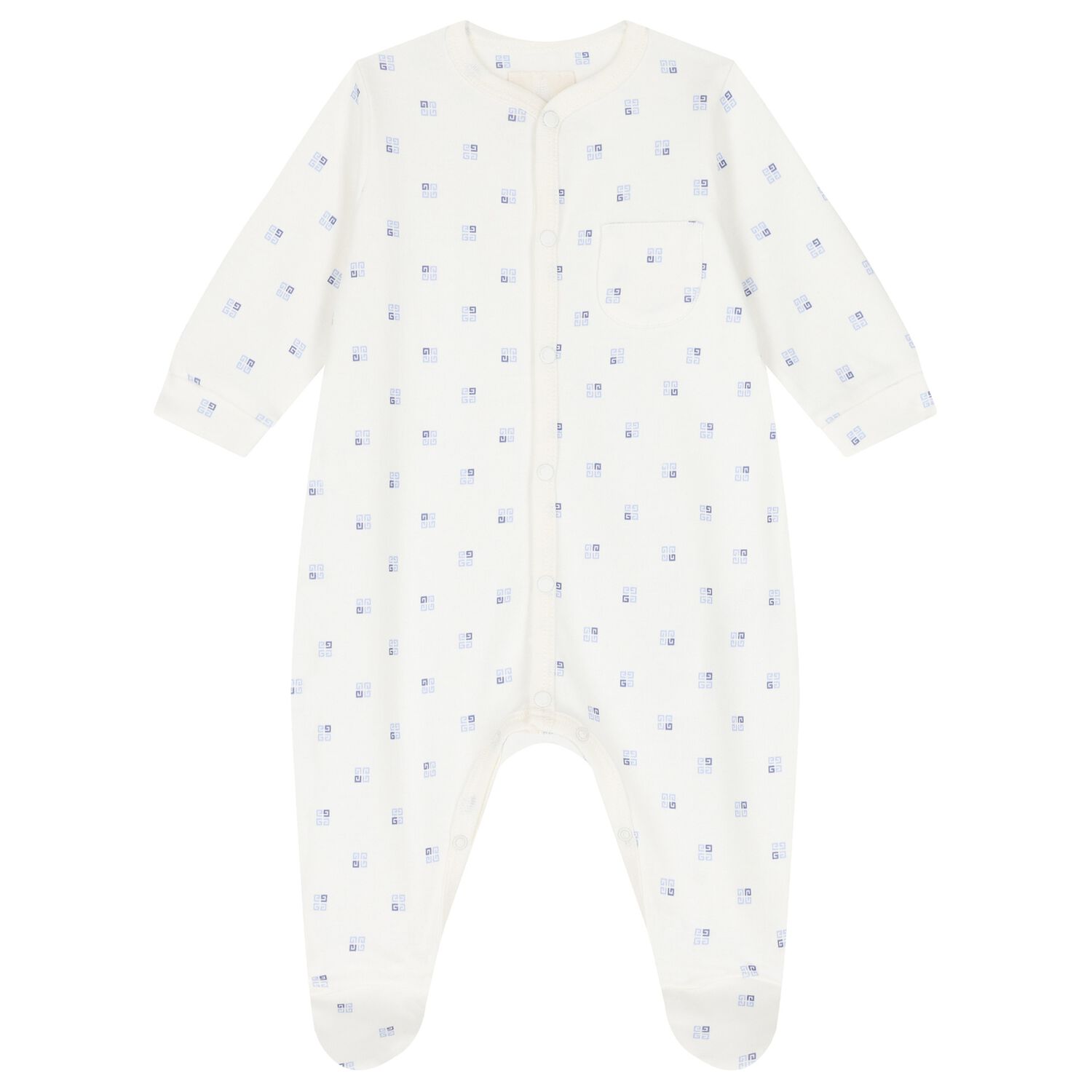 Baby Boys White & Blue Logo Babygrow, 3, hi-res