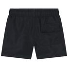 Boys Black Logo Swim Shorts, 1, hi-res