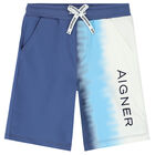 Boys Blue & White Logo Shorts, 2, hi-res