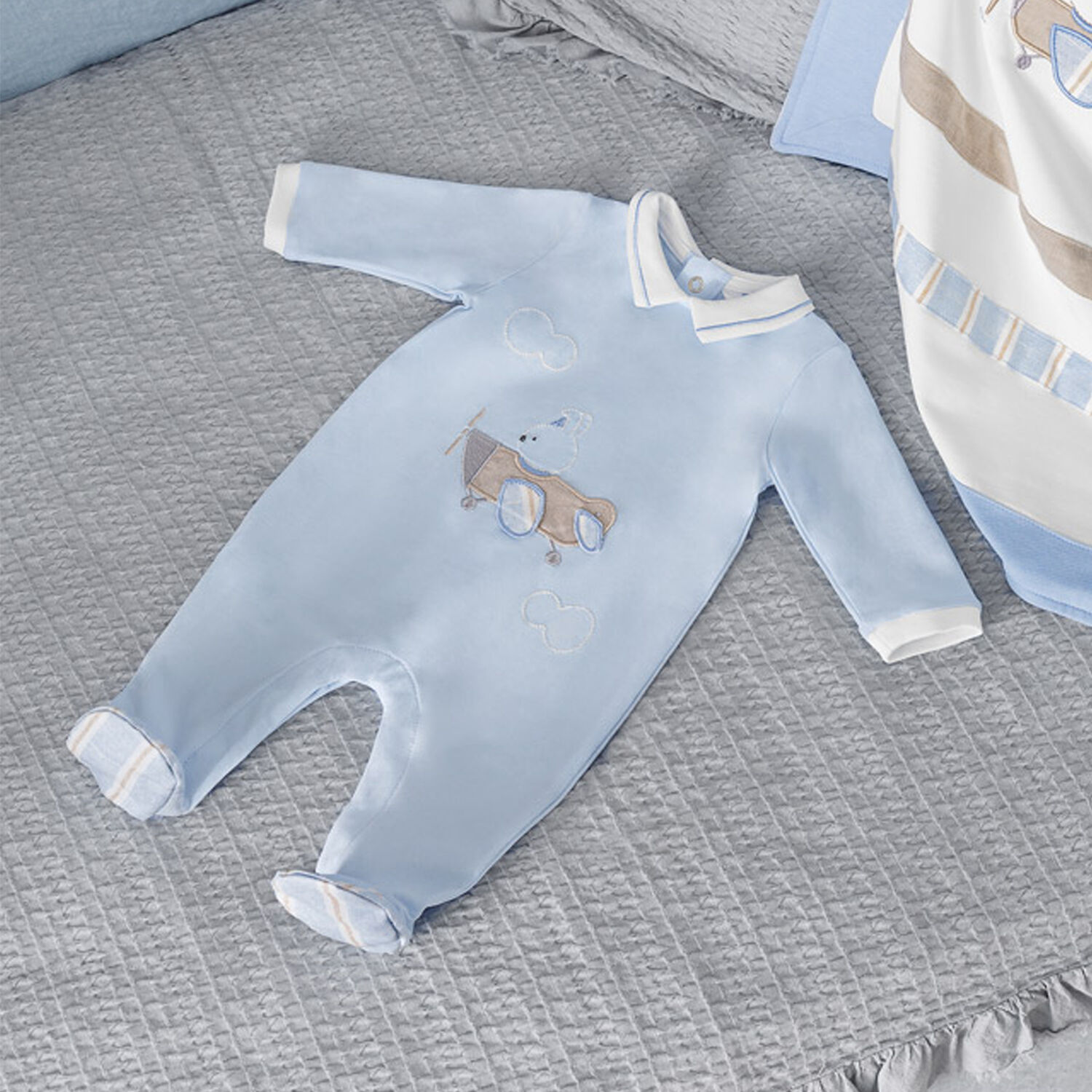 Boys Blue Babygrow, 1, hi-res