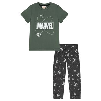 Boys Green & Grey Marvel Pyjamas