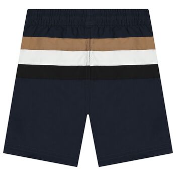 Boys Navy Blue Logo Swim Shorts