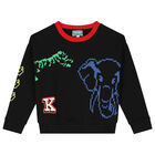 Boys Black Logo & Animals Sweatshirt, 1, hi-res
