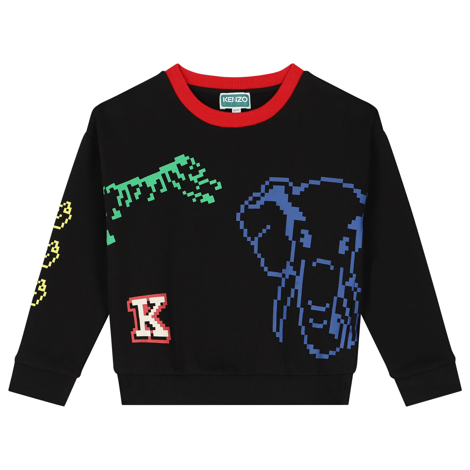Boys Black Logo & Animals Sweatshirt, 1, hi-res