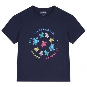 Boys Navy Blue Logo Turtle T-Shirt