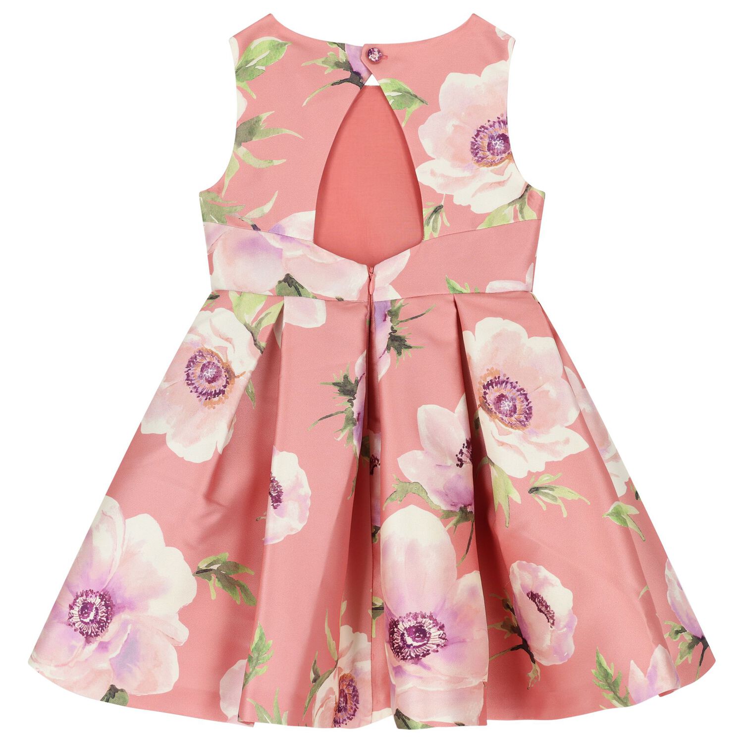 Girls Pink Floral Satin Dress, 2, hi-res image number null