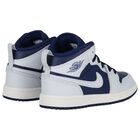 Blue, Grey & White Air Jordan 1 Mid Trainers, 4, hi-res