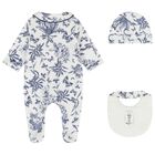 Ivory & Navy Blue Toile De Jouy Babygrow Gift Set, 1, hi-res