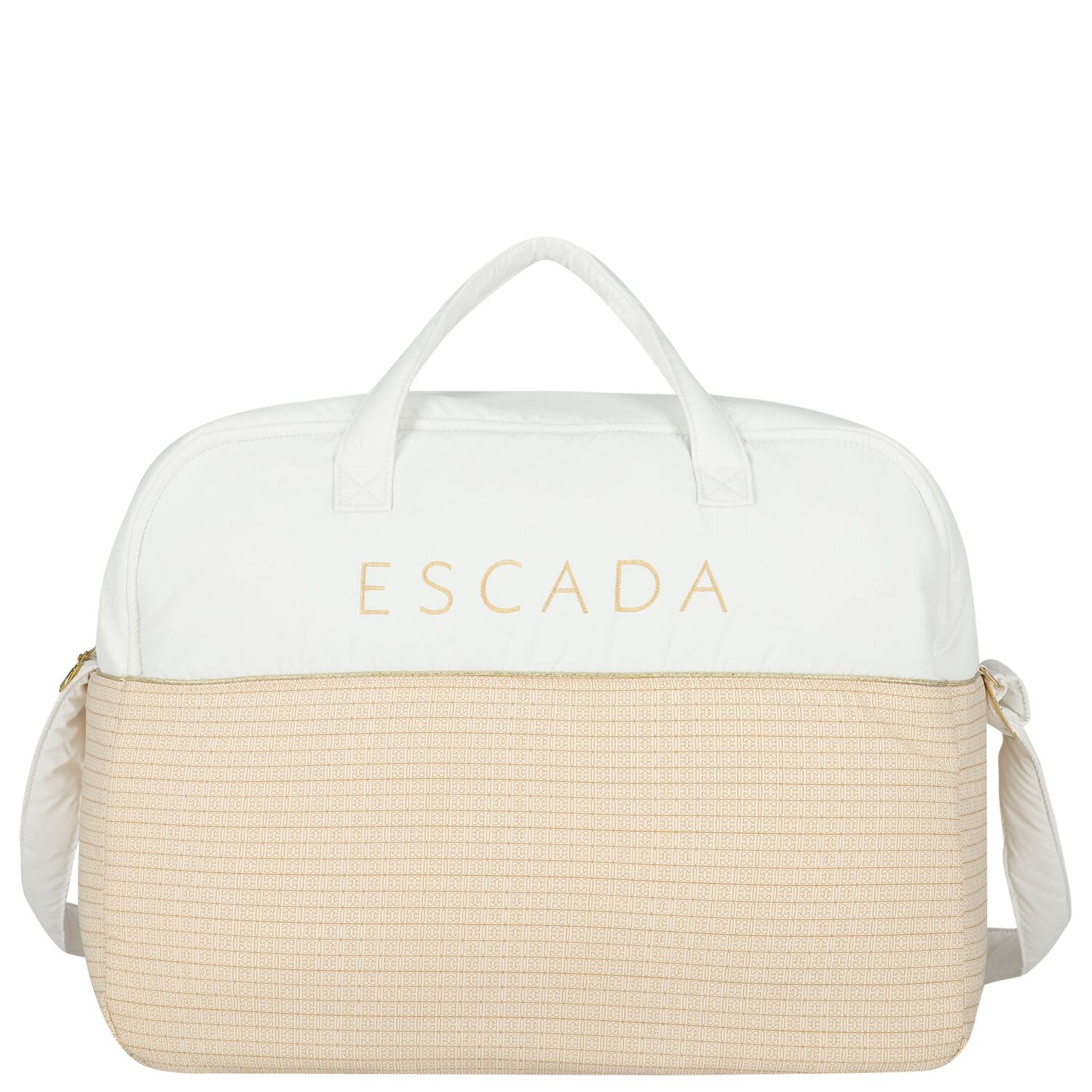 White & Gold Logo Baby Changing Bag ( 42cm ), 1, hi-res