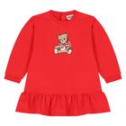 Younger Girls Red Teddy Bear Logo Dress, 1, hi-res