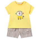 Baby Boys Yellow, White & Beige Shorts Set, 1, hi-res