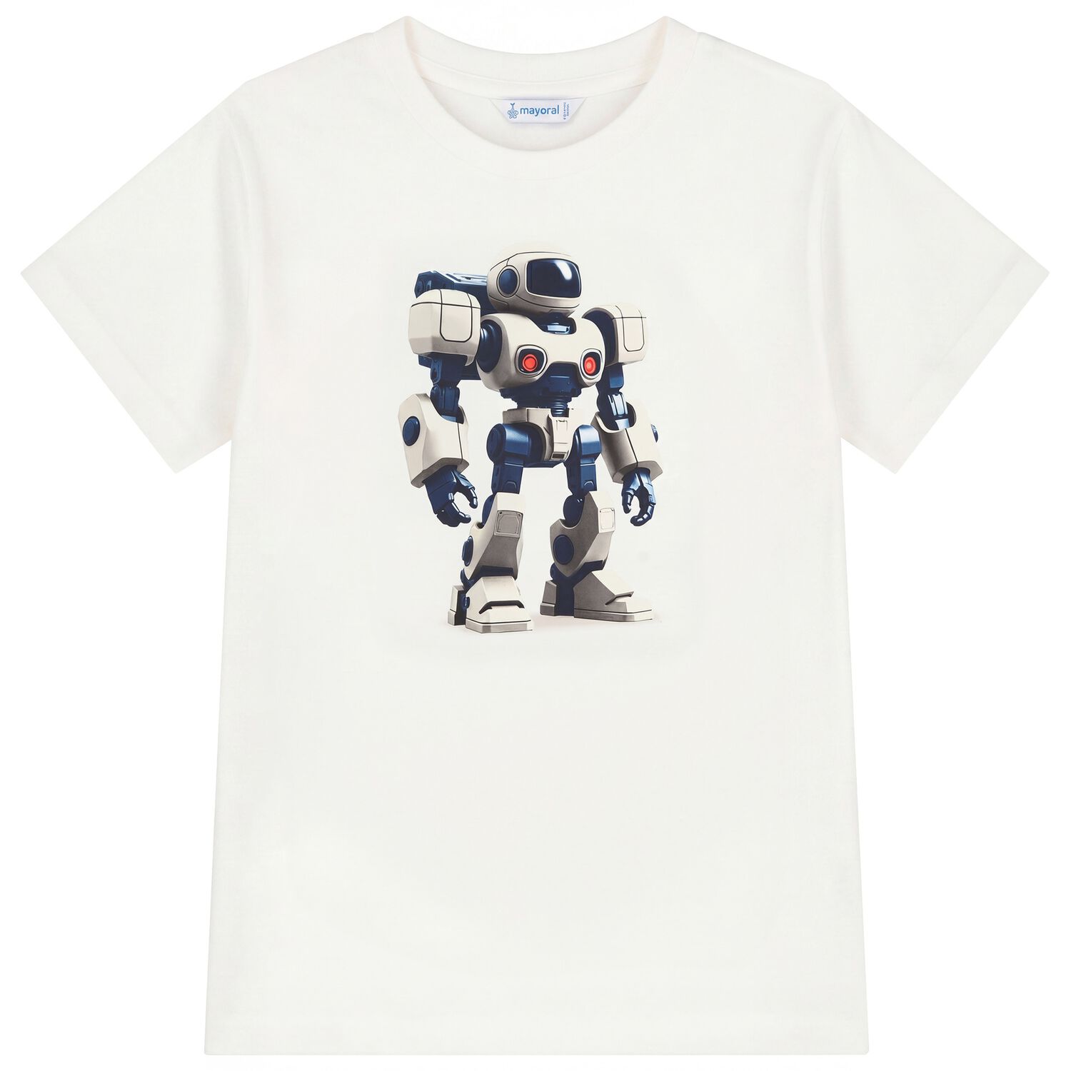 Boys White Robot T-Shirt, 3, hi-res
