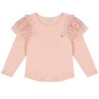 توب بنات بأكمام دانتيل باللون الوردي, 1, hi-res